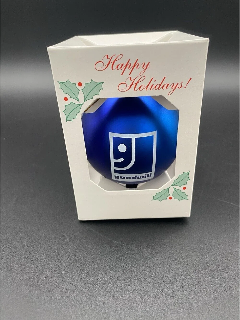 Happy Holidays! Blue Goodwill Ball Christmas Ornament